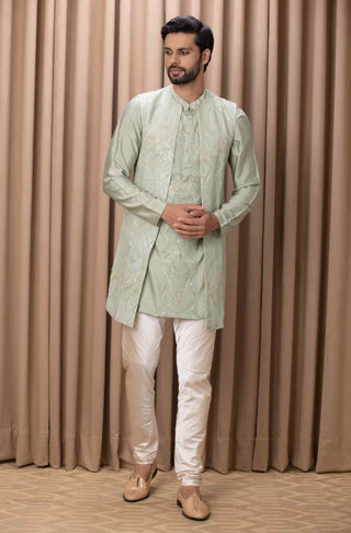 Javed mint green bandi set