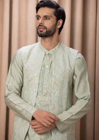 Javed mint green bandi set