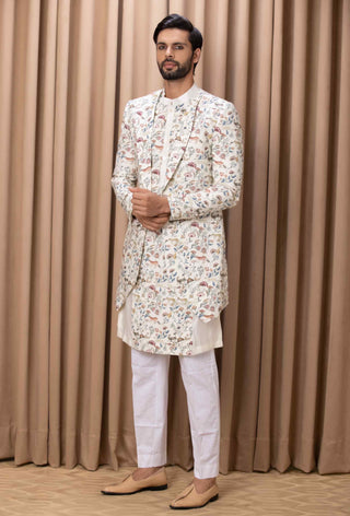 Amaani printed indo-western jacket and kurta set