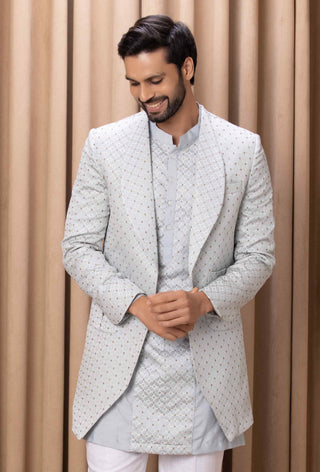 Faizal powder blue indo-western jacket and kurta set