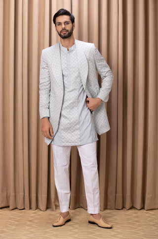 Faizal powder blue indo-western jacket and kurta set