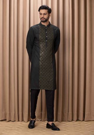 Ranjha olive indo-western jacket and kurta set