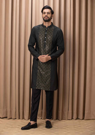 Ranjha olive indo-western jacket and kurta set