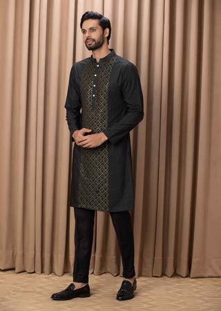 Ranjha olive indo-western jacket and kurta set