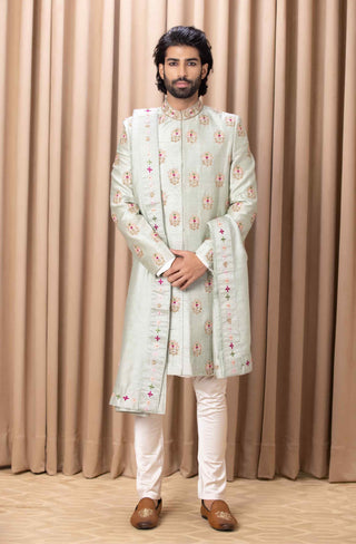 Lahore mint green sherwani set