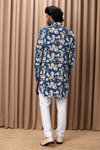 Kamal navy indo-western jacket and shirt set