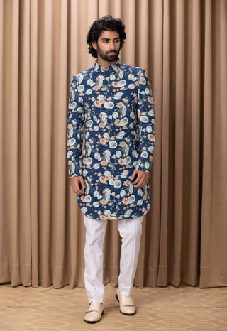 Kamal navy indo-western jacket and shirt set