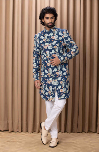 Kamal navy indo-western jacket and shirt set