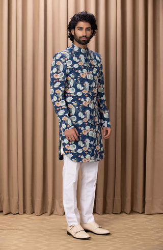 Kamal navy indo-western jacket and shirt set