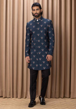 Noor navy indo-western jacket and shirt set