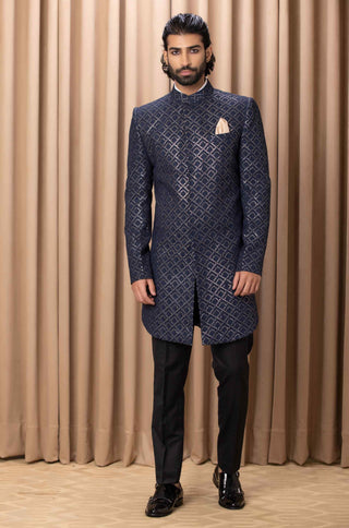 Ranjha navy indo-western jacket and shirt set