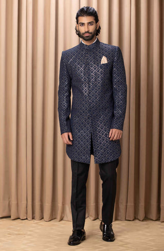 Ranjha navy indo-western jacket and shirt set