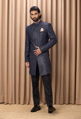 Ranjha navy indo-western jacket and shirt set