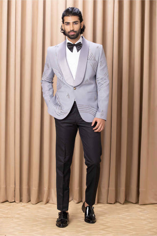 Daris silver tuxedo jacket and pant