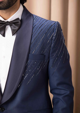 Nirvaan navy tuxedo jacket and pant