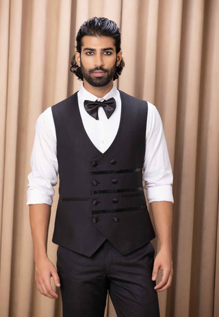 Zarin black tuxedo jacket, waistcoat and pant