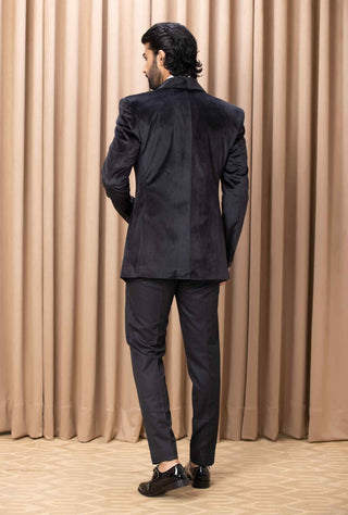 Rashed black tuxedo jacket and pant