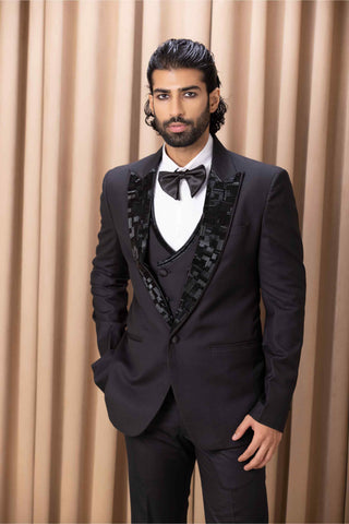 Daryush black tuxedo jacket set