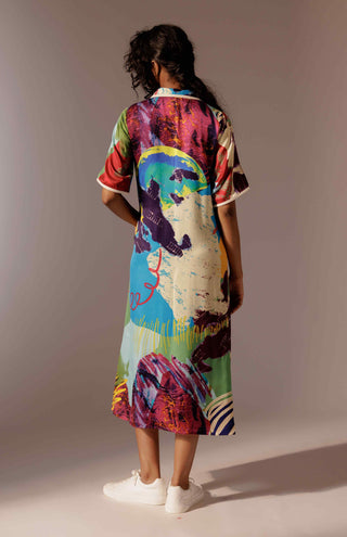 Calypso draped shirt dress