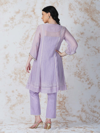 Lavender baroque flower panelled tunic and pants