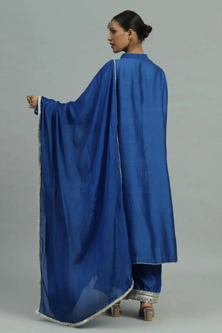 Blue kurta with straight pants & dupatta