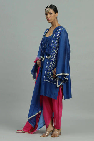 Blue kurta dhoti pants & dupatta