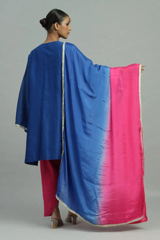 Blue kurta dhoti pants & dupatta