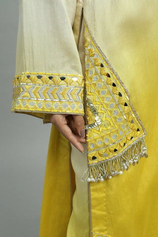 Yellow kurta with straight pants & dupatta