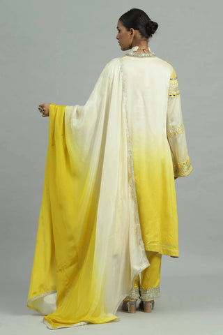 Yellow kurta with straight pants & dupatta