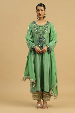 Green kurta with salwar & dupatta