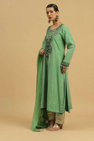 Green kurta with salwar & dupatta