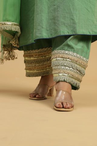 Green kurta with salwar & dupatta