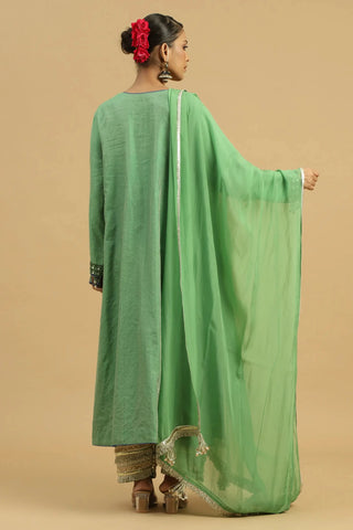 Green kurta with salwar & dupatta