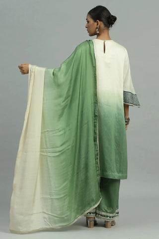 Green kurta with straight pants & dupatta