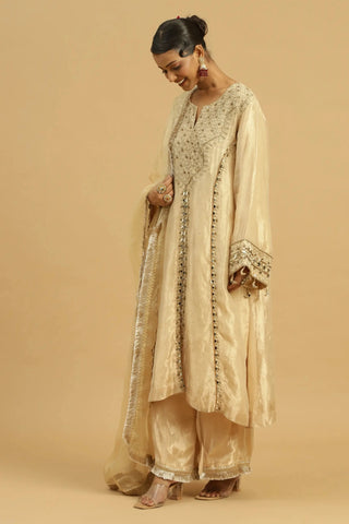 Gold kurta with straight pants & dupatta