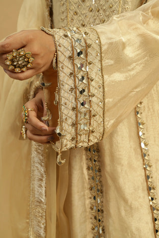 Gold kurta with straight pants & dupatta