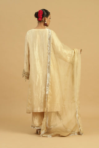 Gold kurta with straight pants & dupatta