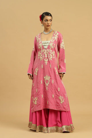 Pink kurta with sharara & dupatta