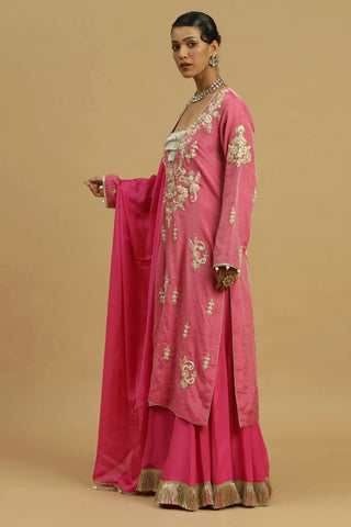 Pink kurta with sharara & dupatta