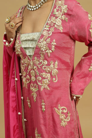 Pink kurta with sharara & dupatta