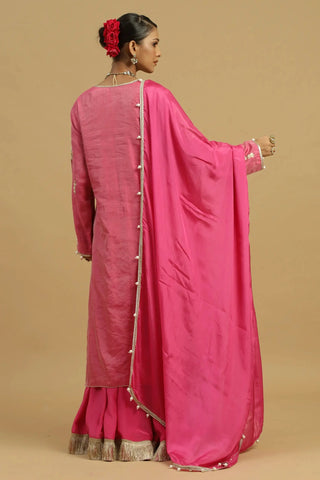 Pink kurta with sharara & dupatta