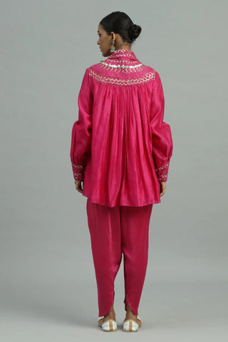 Pink peplum kurta with dhoti salwar