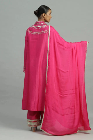 Pink kurta with straight pants & dupatta