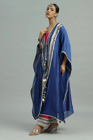 Blue cape with long slip & straight pants