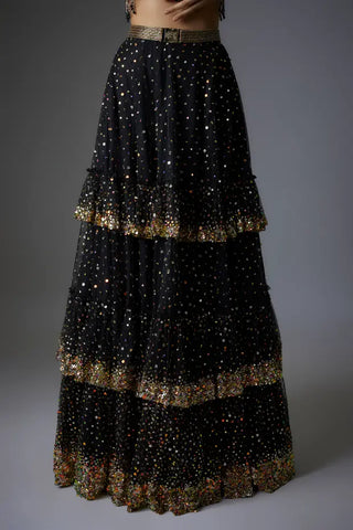 Black net sequins embroidered lehenga