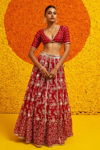 Saiyaara red lehenga set