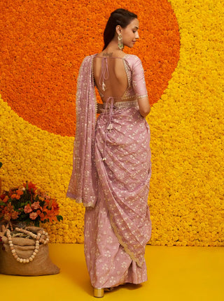 Sohneya lilac sari and blouse piece