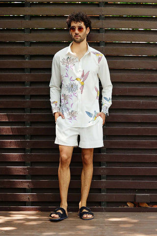 White sleeve shirt with shorts