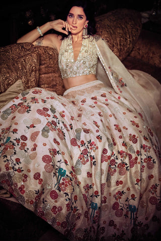 Pink satire japanese pink lost in time lehenga