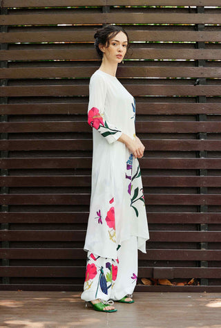 White plum kurta with pant